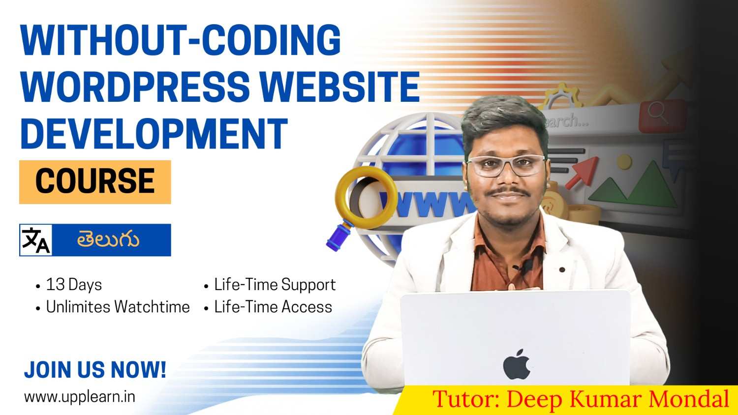 Without Coding WordPress Website Development Course – Telugu